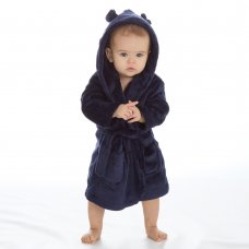 18C733: Baby Navy Hooded Dressing Gown (6-24 Months)